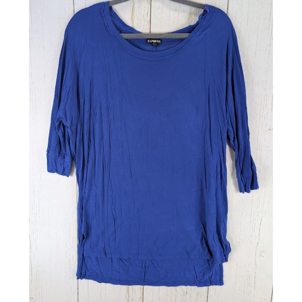 Express Size Large Womens Blue Short Elbow‎ Sleeve Casual Top